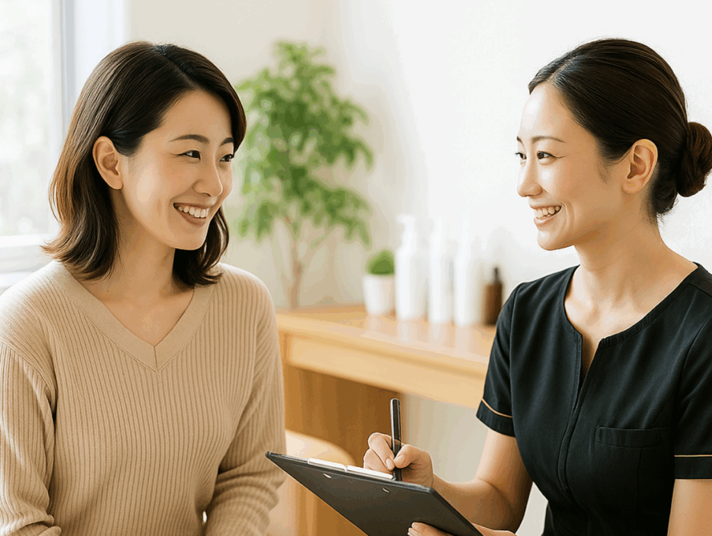 エステでレモンボトルをおすすめする女性