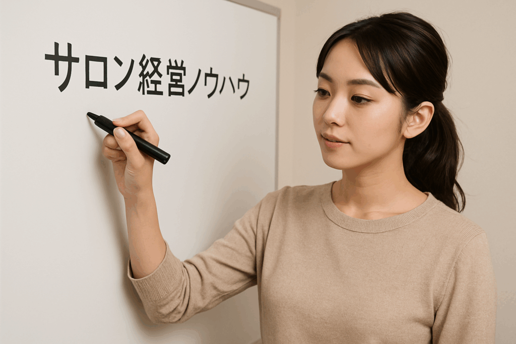 サロン経営ノウハウについてまとめている女性