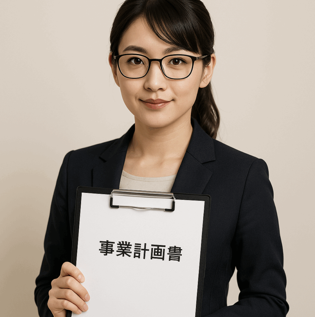 事業計画書を持った女性