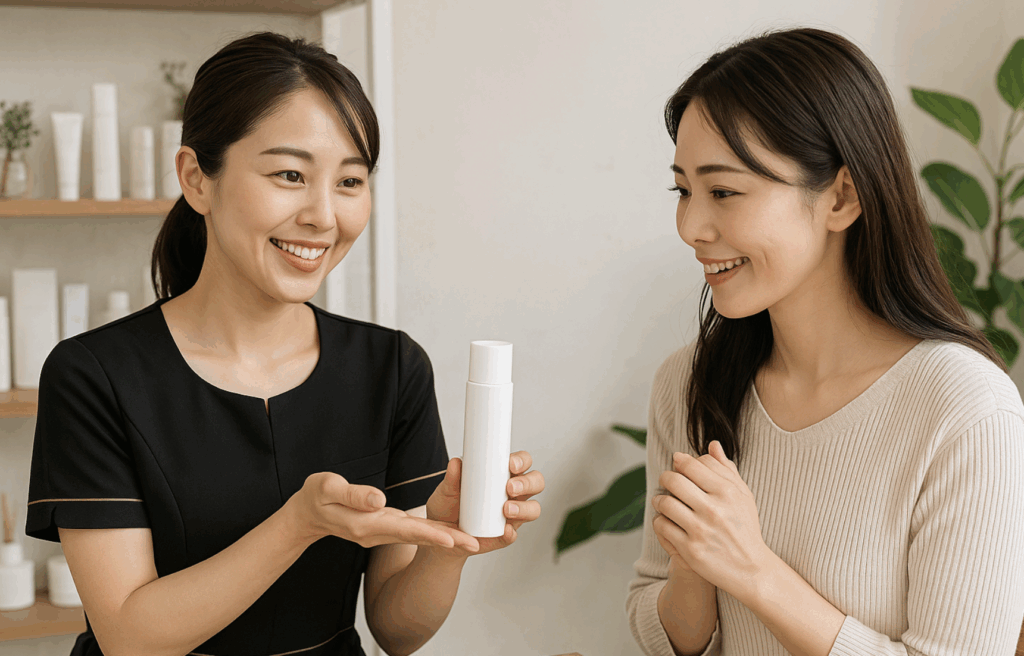 商品を提案しているスタッフと、お客様