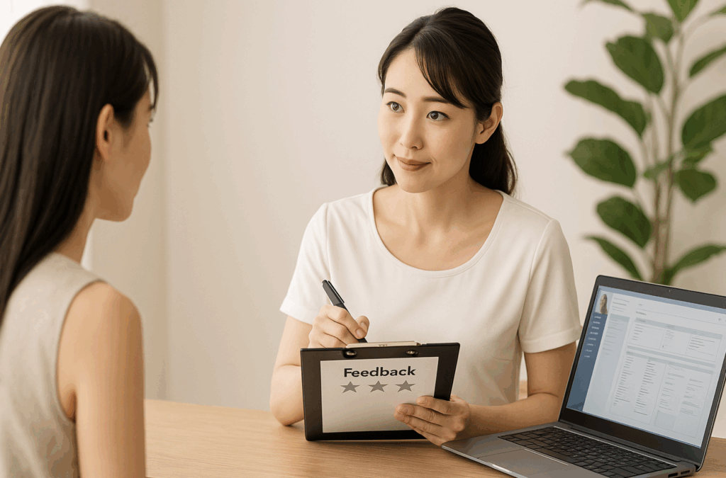 クレーム対応を行なっている女性