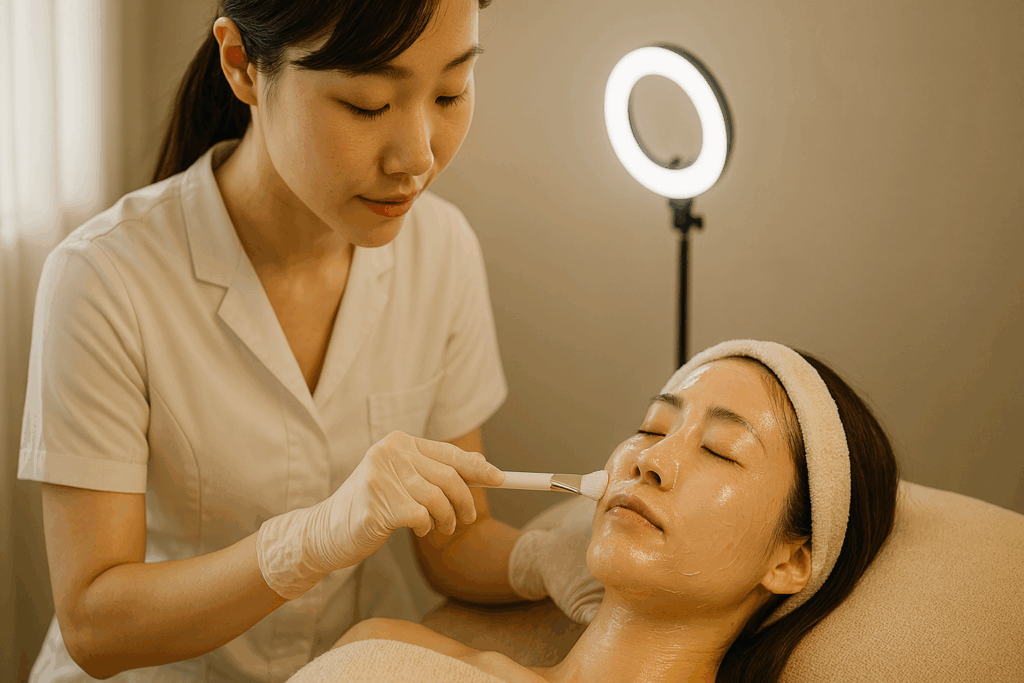 美容施術を受けている女性